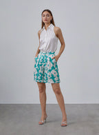 Ready to Bloom Floral Silk Bermuda Shorts