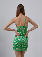 Garden Romance One-Shouder Floral Silk Mini Dress