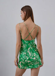 Garden Romance Floral Silk Mini Dress