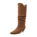 Retro Suede Western Knee - High Boots for Women