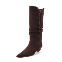 Retro Suede Western Knee - High Boots for Women