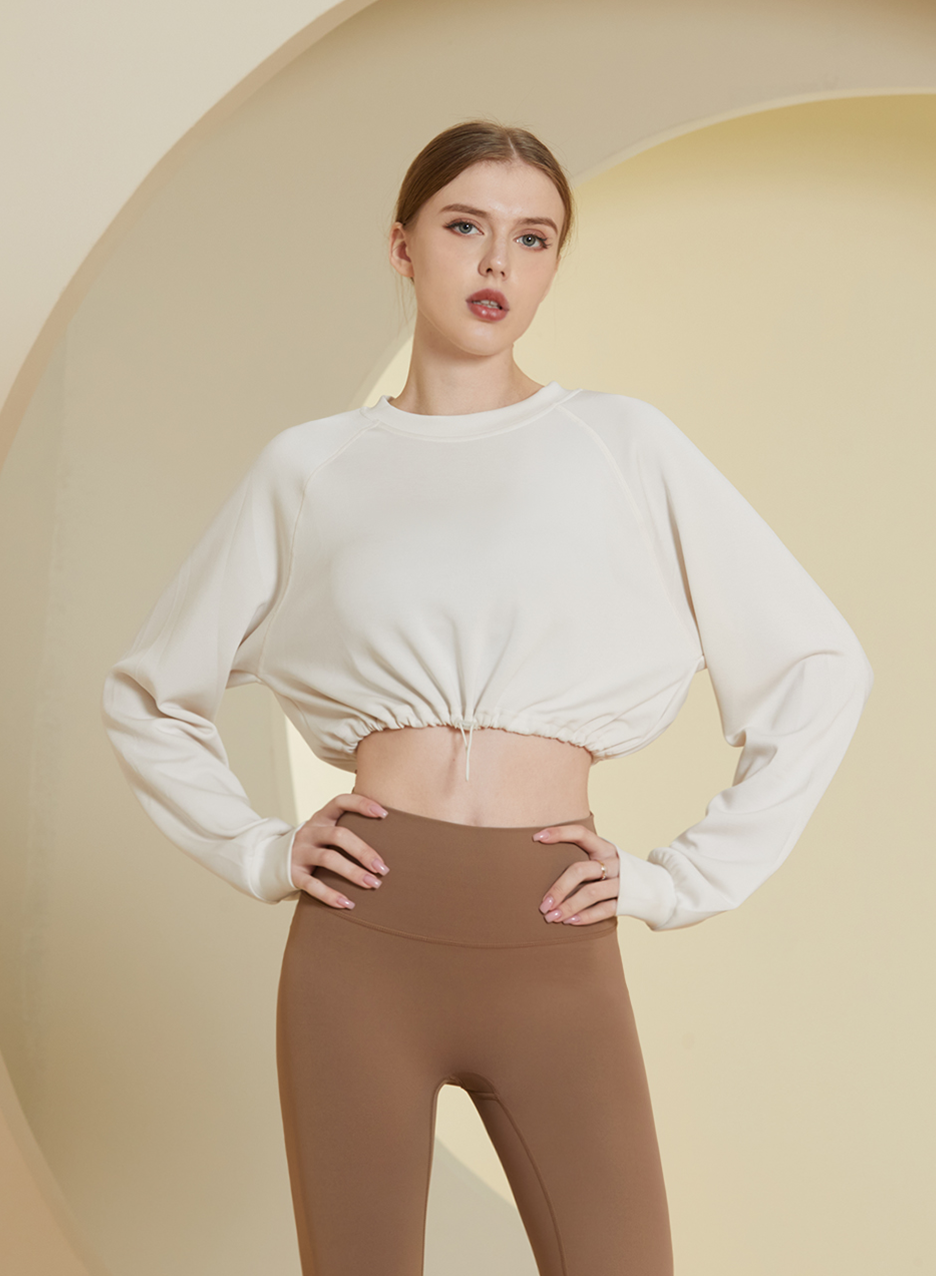 Short Drawstring Sweatshirt