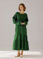 Crewneck Tiered Cotton Dress