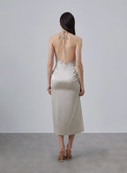 Classy V-neck Silk Dress