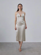 Classy V-neck Silk Dress