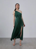 Wicked One Shoulder Silk Maxi Dress