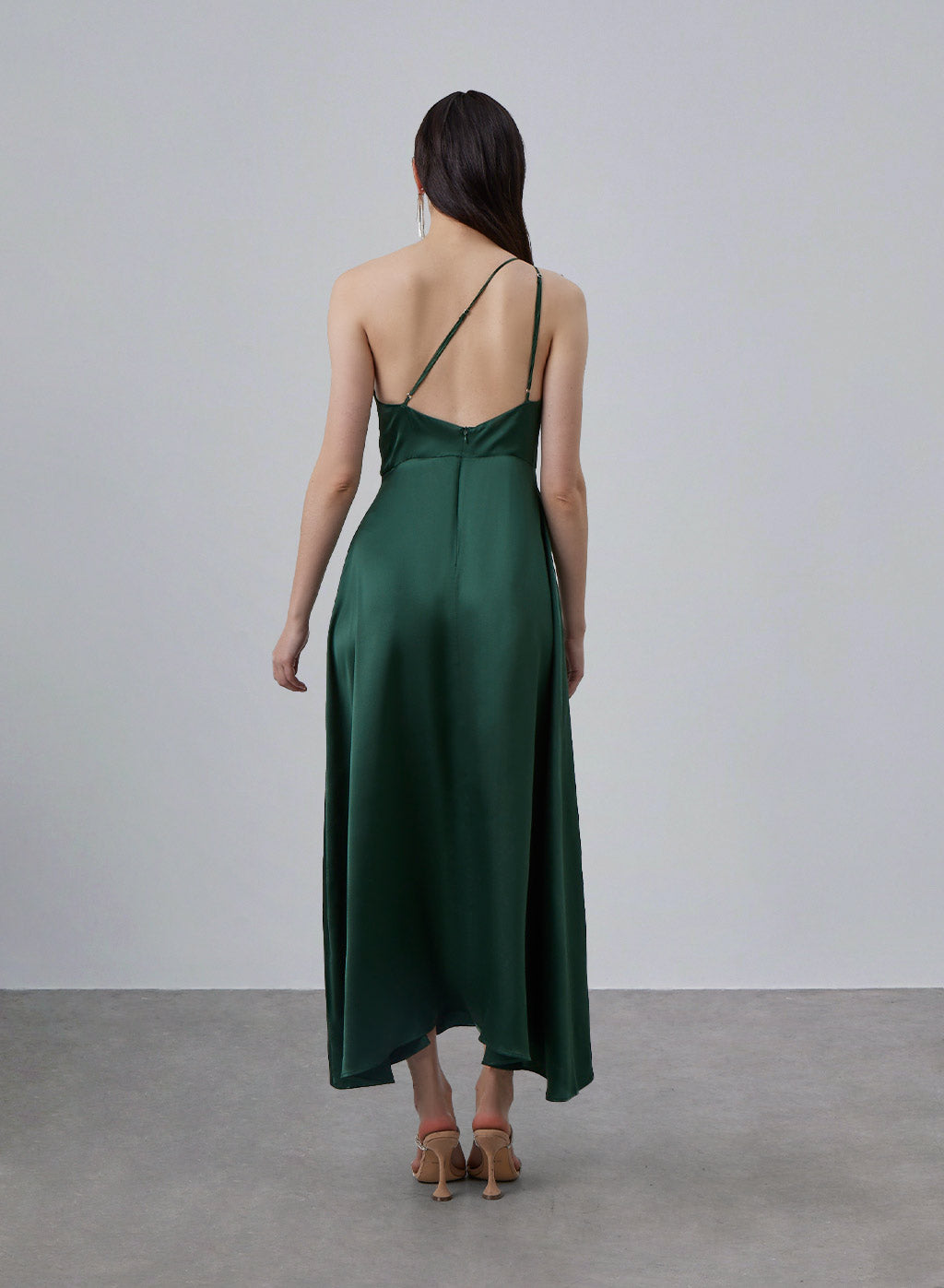 Wicked One Shoulder Silk Maxi Dress