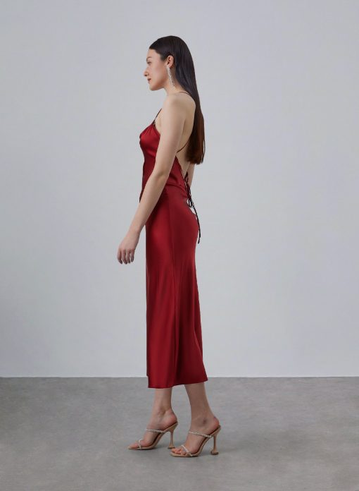 Lounge Cowl Neck Midi Silk Slip Dress