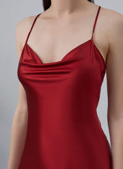 Lounge Cowl Neck Midi Silk Slip Dress