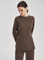Cashmere Rib-Knit Crew Neck Pullover