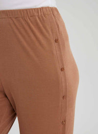 Rib-knit Flare Leg Button Pants