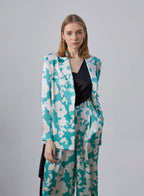 Ready to Bloom Floral Silk Blazer With Detachable Scarf