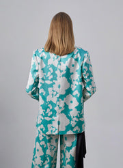 Ready to Bloom Floral Silk Blazer With Detachable Scarf