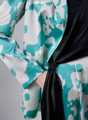 Ready to Bloom Floral Silk Blazer With Detachable Scarf