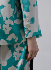 Ready to Bloom Floral Silk Blazer With Detachable Scarf