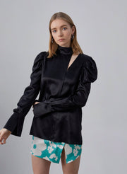 Subtle Drama Puff Sleeve Silk Blouse – Nap Loungewear Tops