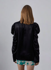 Subtle Drama Puff Sleeve Silk Blouse