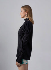Subtle Drama Puff Sleeve Silk Blouse