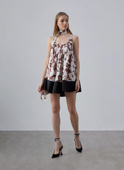 Floral Twilly Scarf Silk Mini Dress