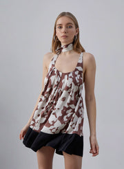 Floral Twilly Scarf Silk Mini Dress