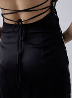 Swallow Color Contrast Silk Slip Mini Dress