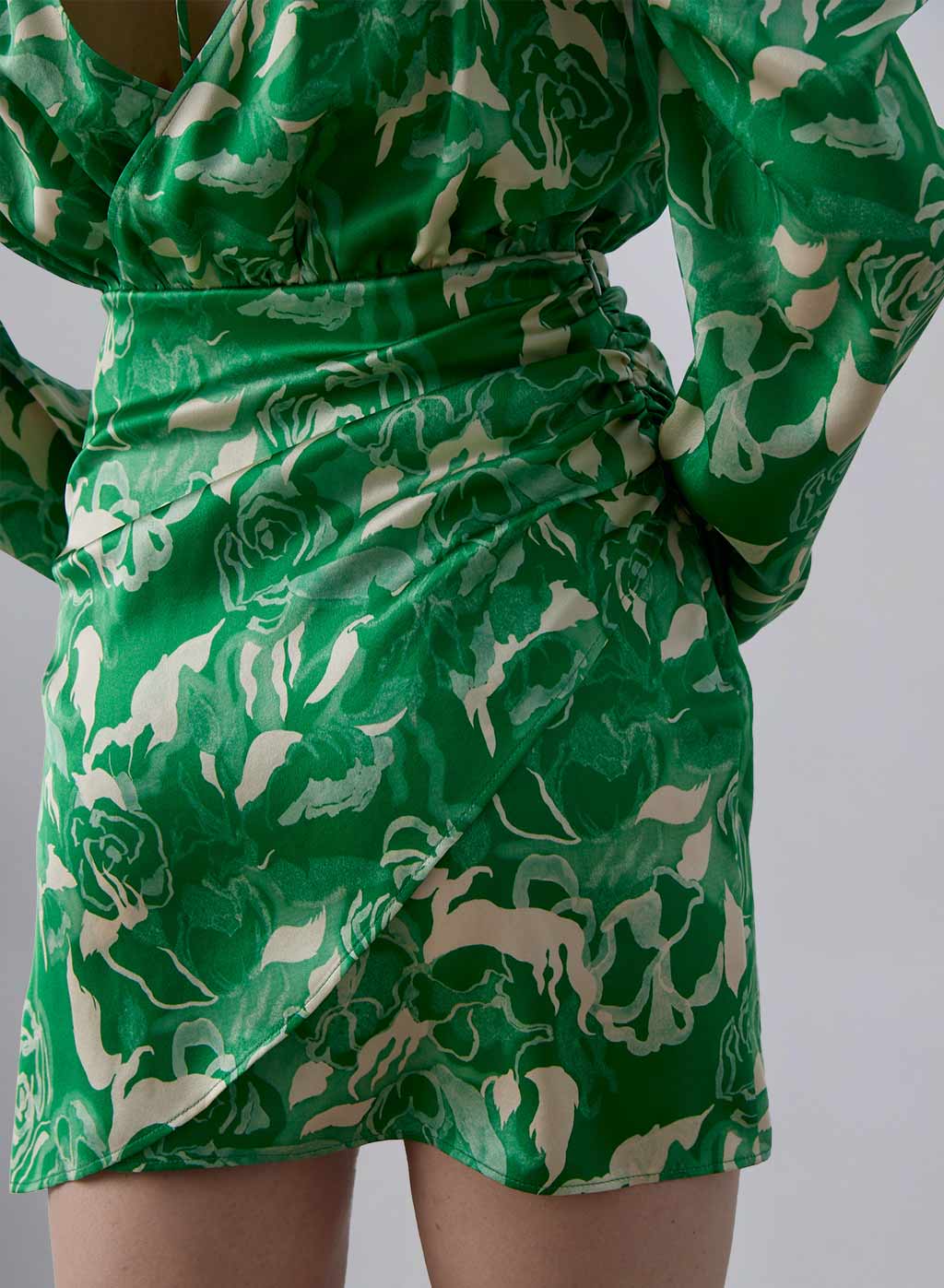 Garden Romance Long Sleeve Floral Silk Mini Dress