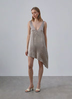 Asymmetrical Geometric Print Silk Dress