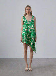 Garden Romance Floral Asymmetrical Silk Dress – Nap Loungewear Dresses