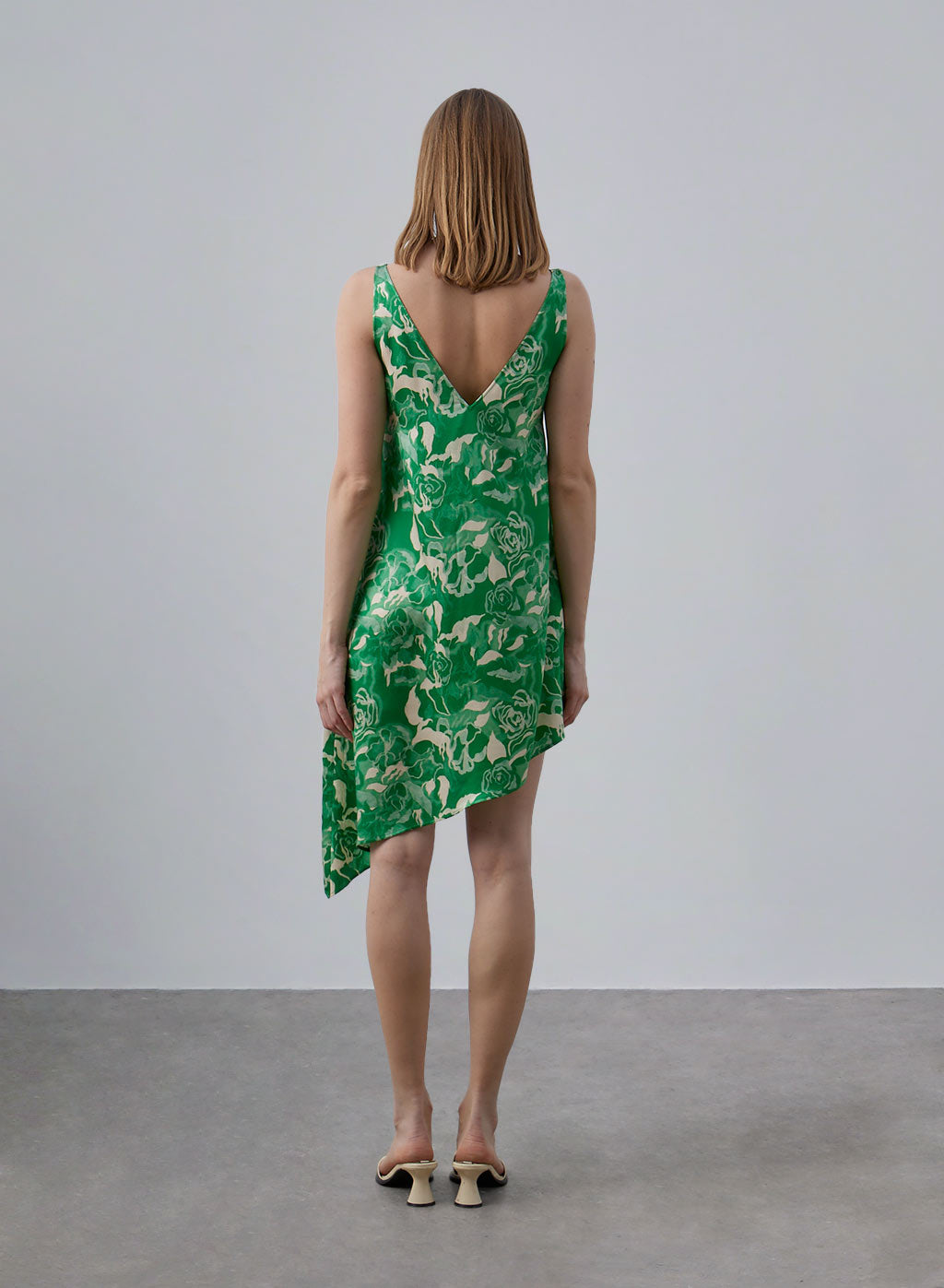 Garden Romance Floral Asymmetrical Silk Dress