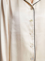 Maison Ivory Piped Silk Pajama Shirt