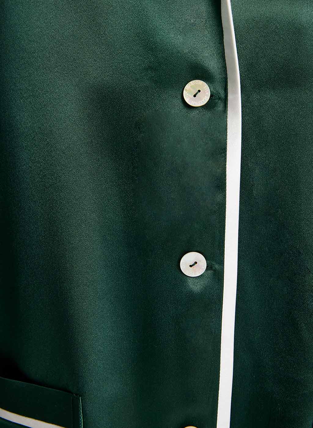 Turquoise Piped Silk Pajama Set