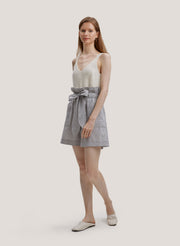 Cotton-Linen High-Waisted Paperbag Shorts