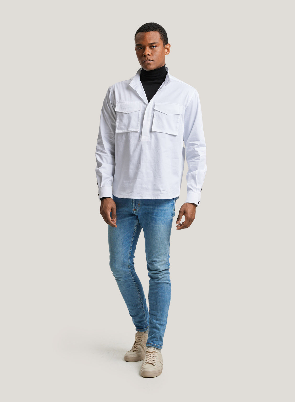 100% Cotton High Neck Utility Shirt