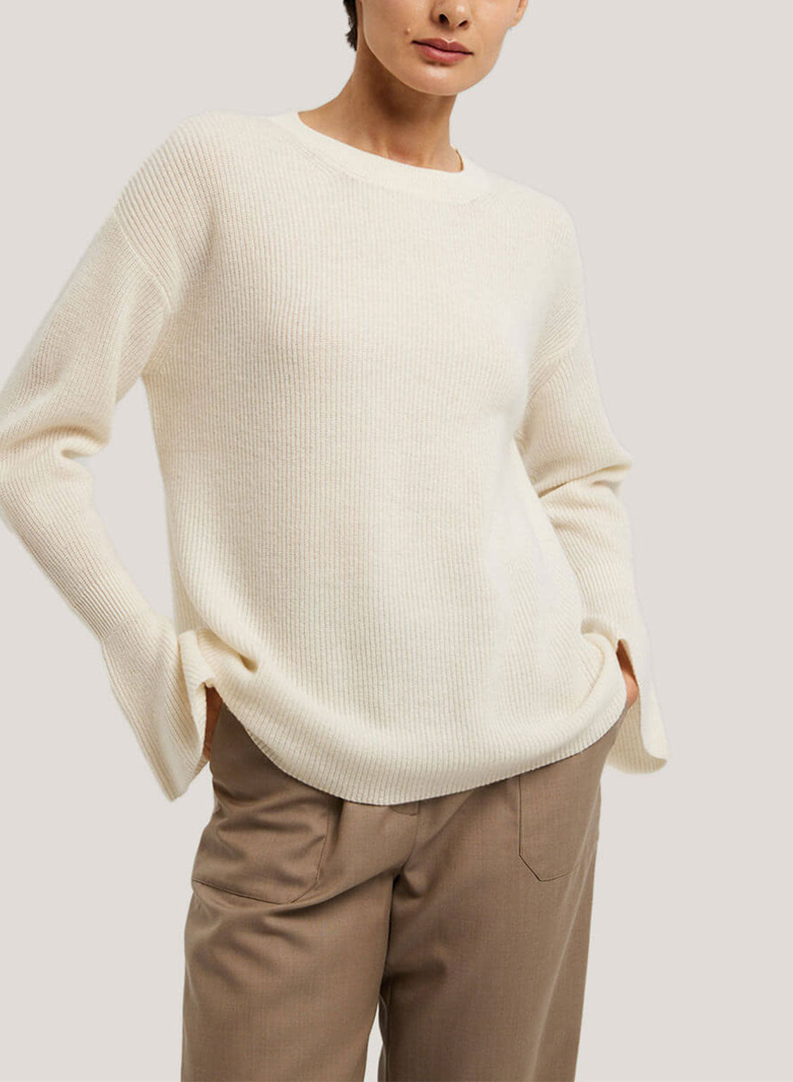 Flared-Cuff Pure Wool Jumper