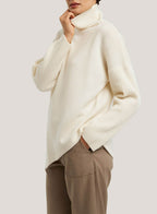 Asymmetrical Slit Pure Wool Sweater