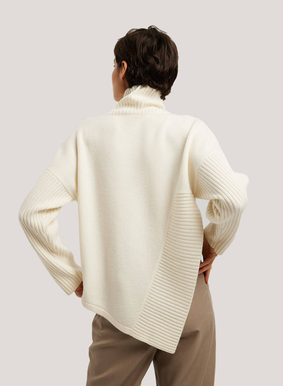 Asymmetrical Slit Pure Wool Sweater