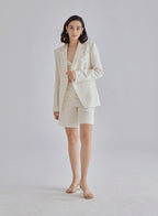 White Quartz Silk Blend Shorts