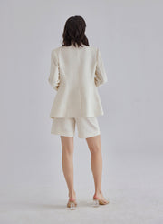 White Quartz Silk Blend Shorts