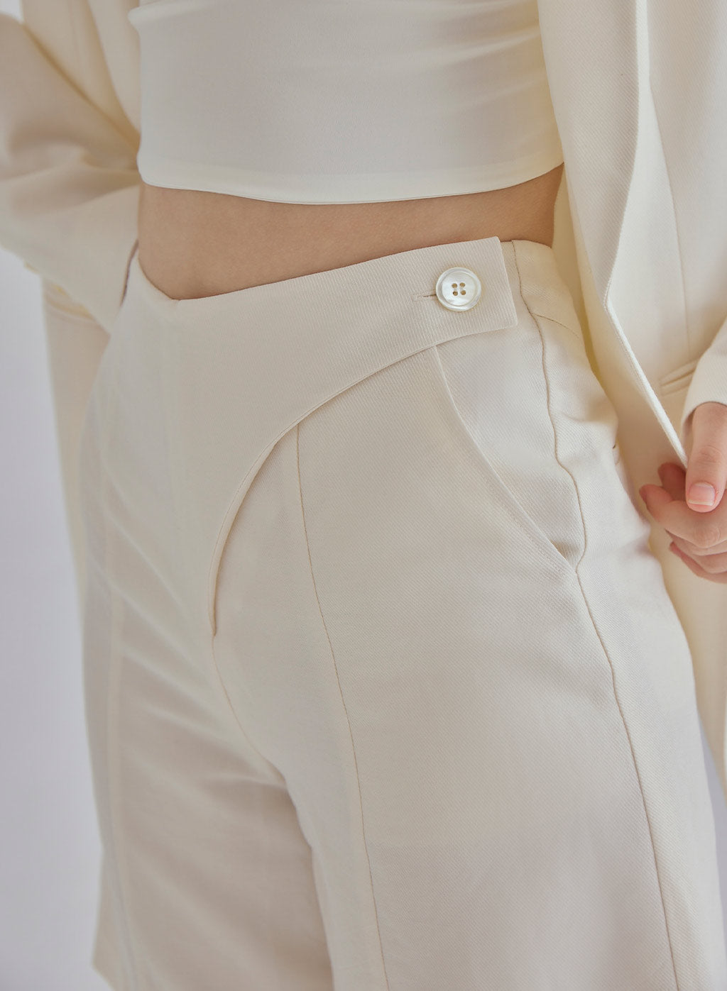 White Quartz Silk Blend Shorts