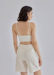 White Quartz Silk Blend Shorts