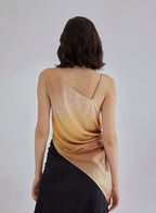 Caramel Sand Irregular Silk Top