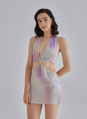 Purple Euphoria Halterneck Mini Silk Dress – Nap Loungewear Dresses