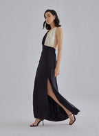 Piano Halterneck Maxi Silk Dress