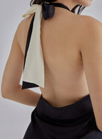 Piano Halterneck Maxi Silk Dress