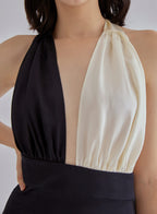 Piano Halterneck Maxi Silk Dress