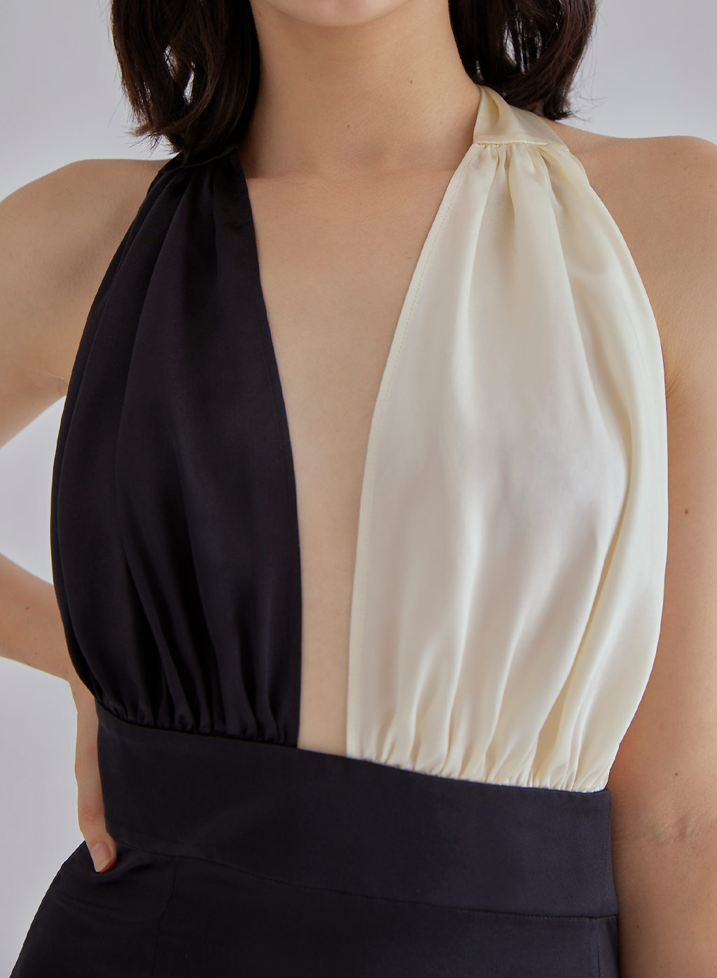 Piano Halterneck Maxi Silk Dress