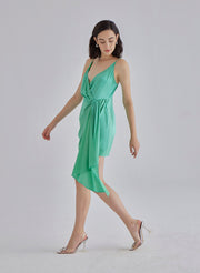 Aqua Scene Silk Dress