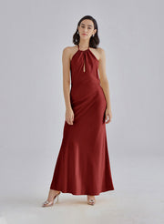 Gold Confetti Halterneck Midi Silk Dress