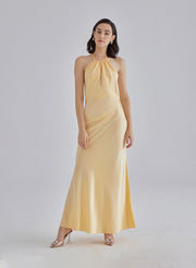 Gold Confetti Halterneck Midi Silk Dress – Nap Loungewear Dresses