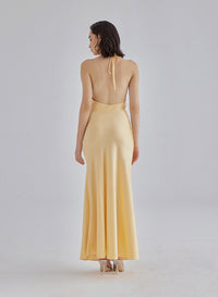Gold Confetti Halterneck Midi Silk Dress